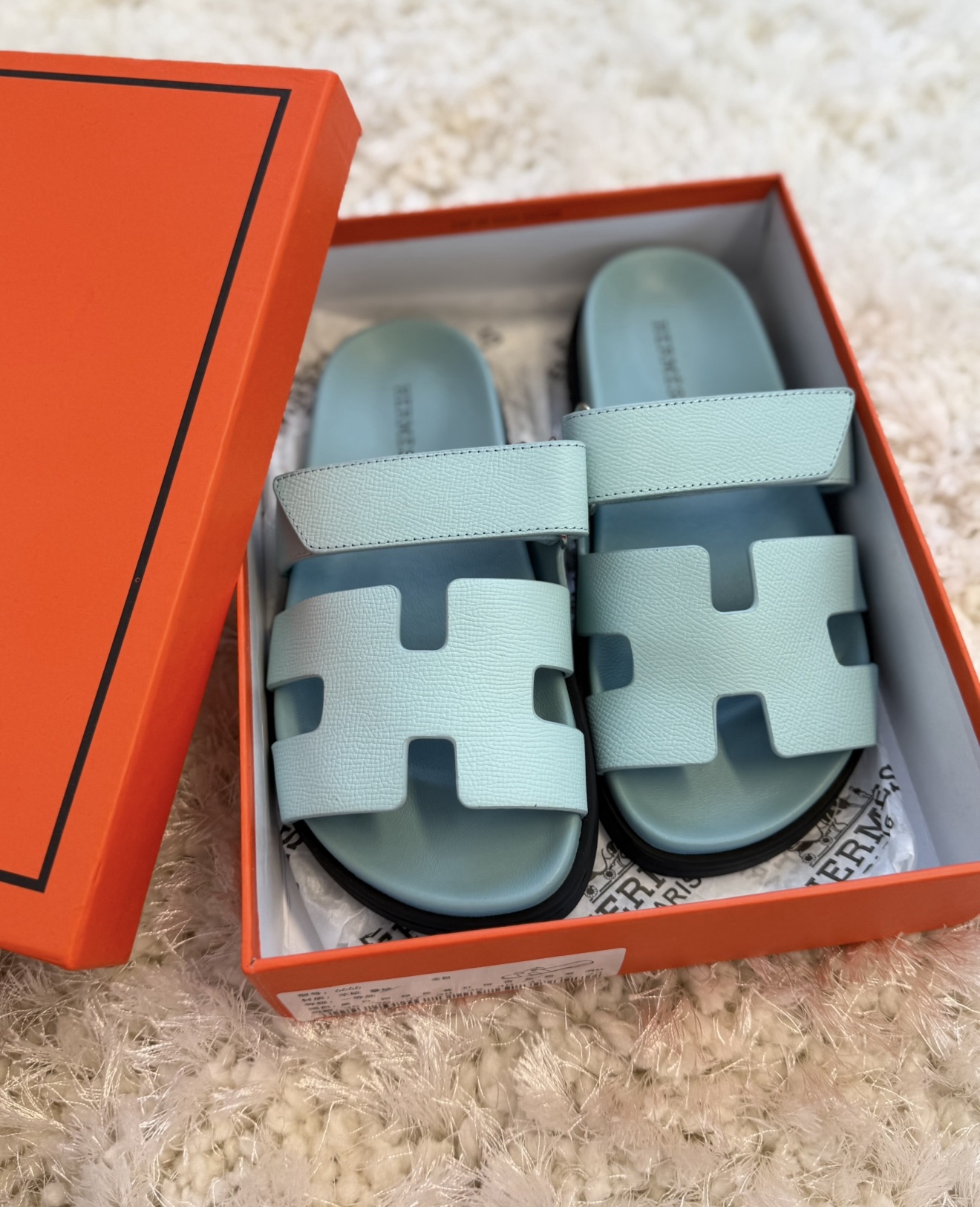 Baby blue sandals