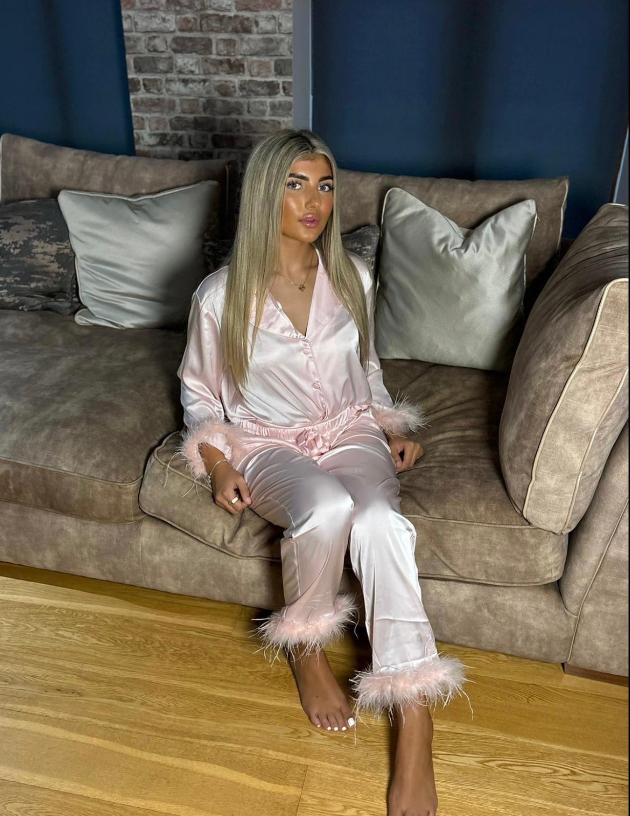 Baby pink Feather Pyjamas