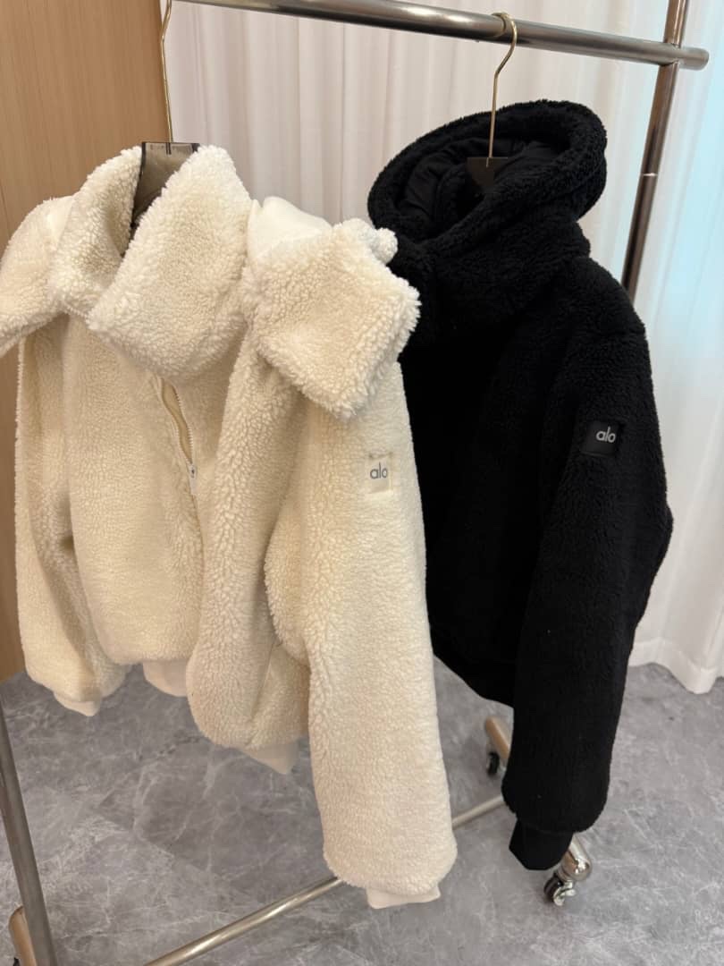Black & cream hooded fleece