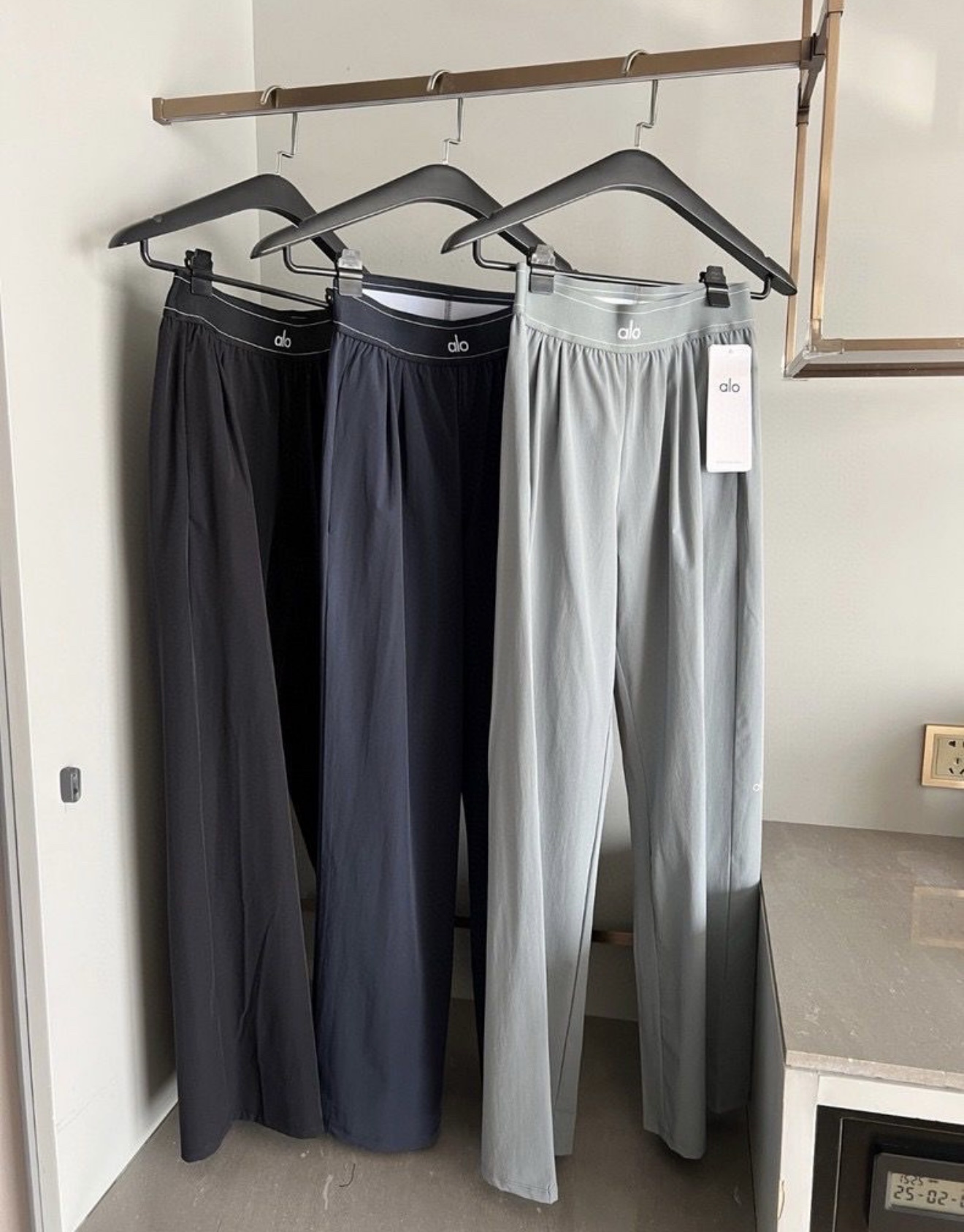 Black & navy trousers in stock
