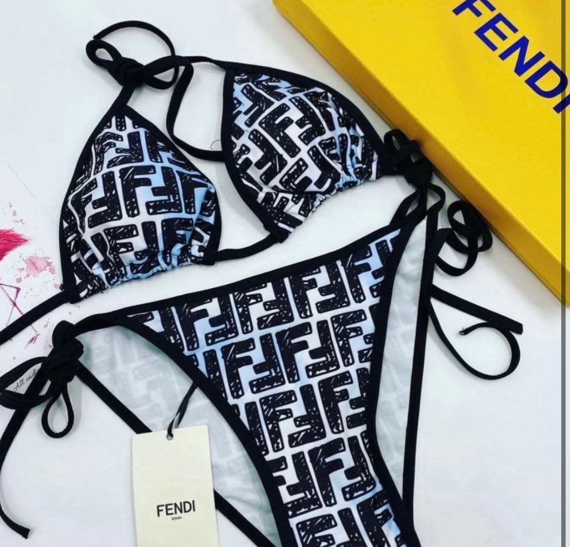 Black and blue bikini