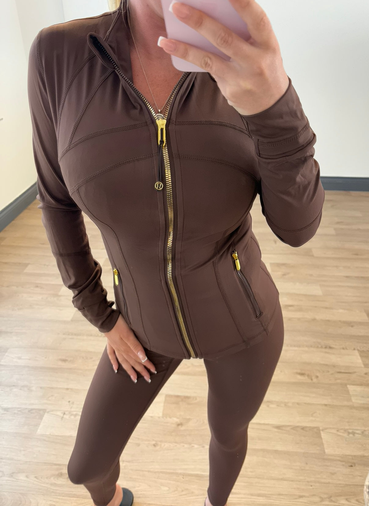 Chocolate brown zip up set