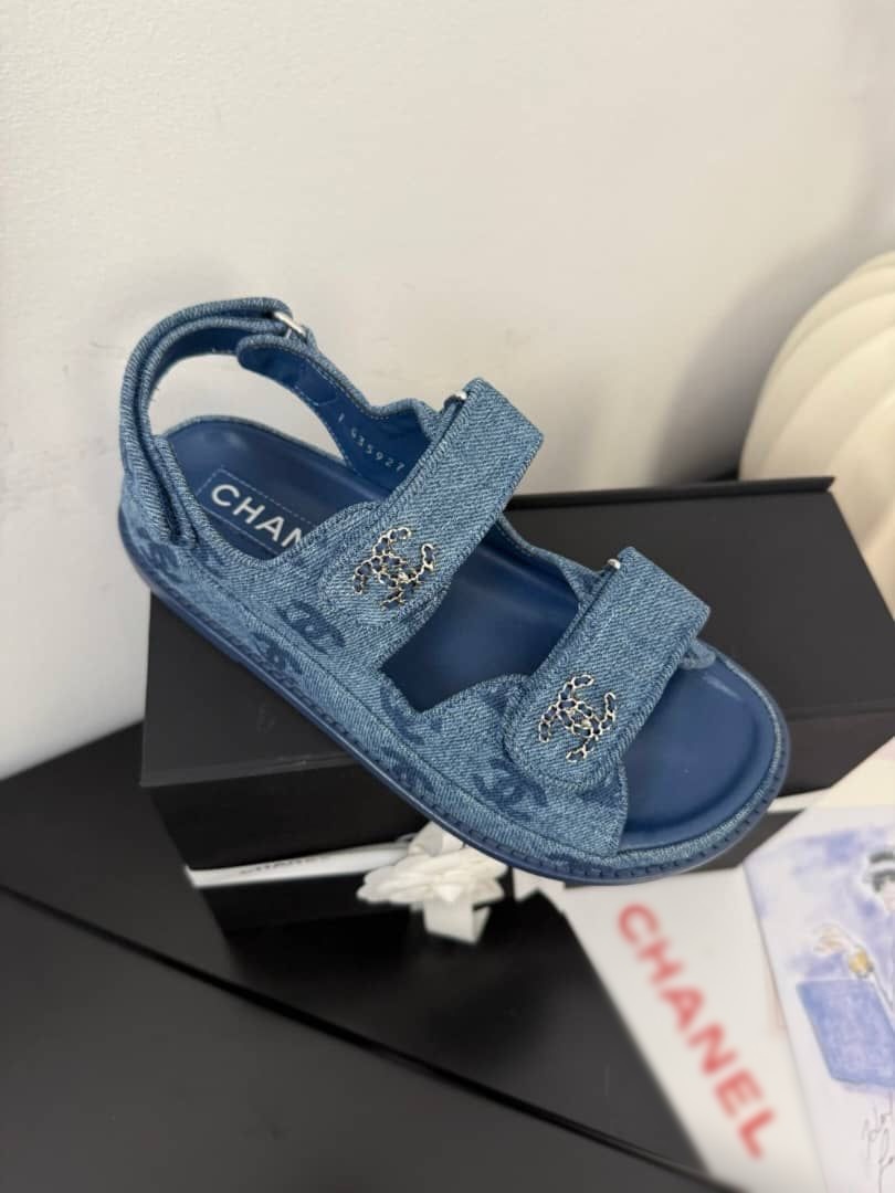 Denim blue strap sandals