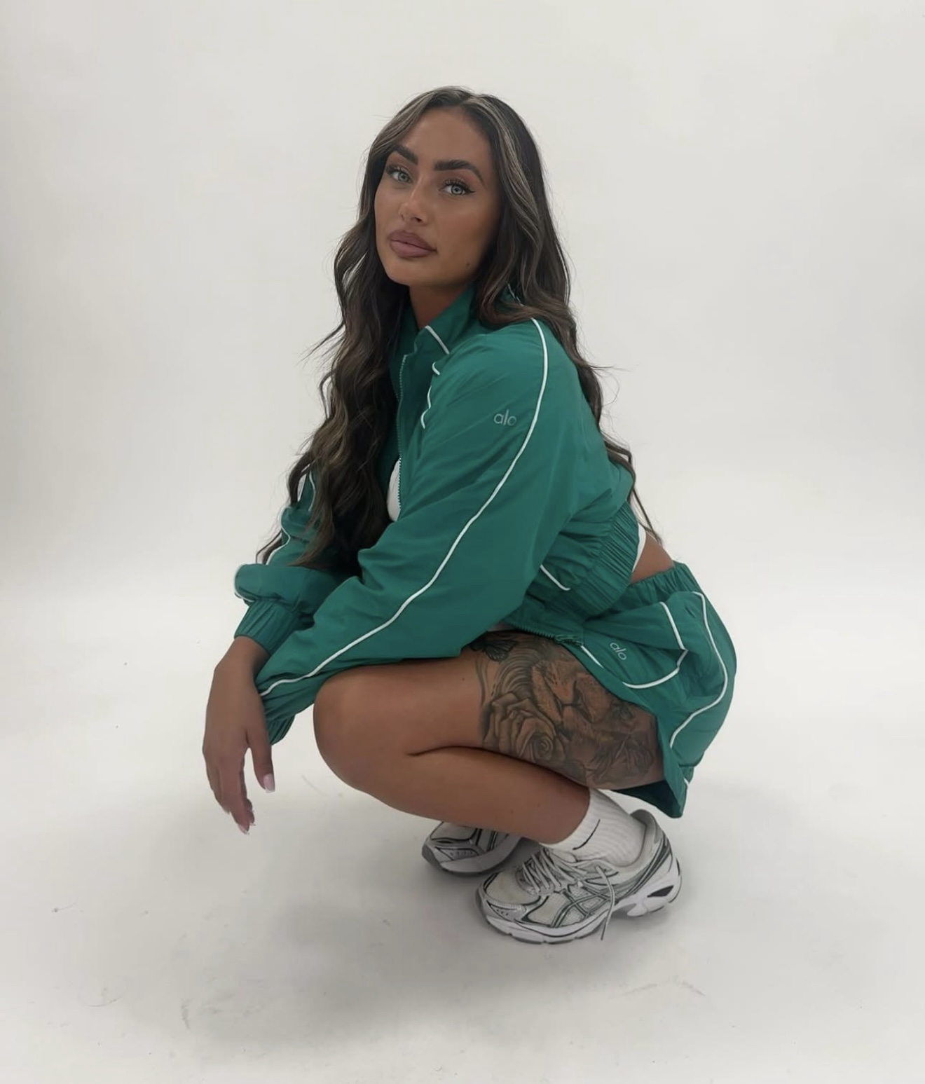 Green jacket & shorts set in stock