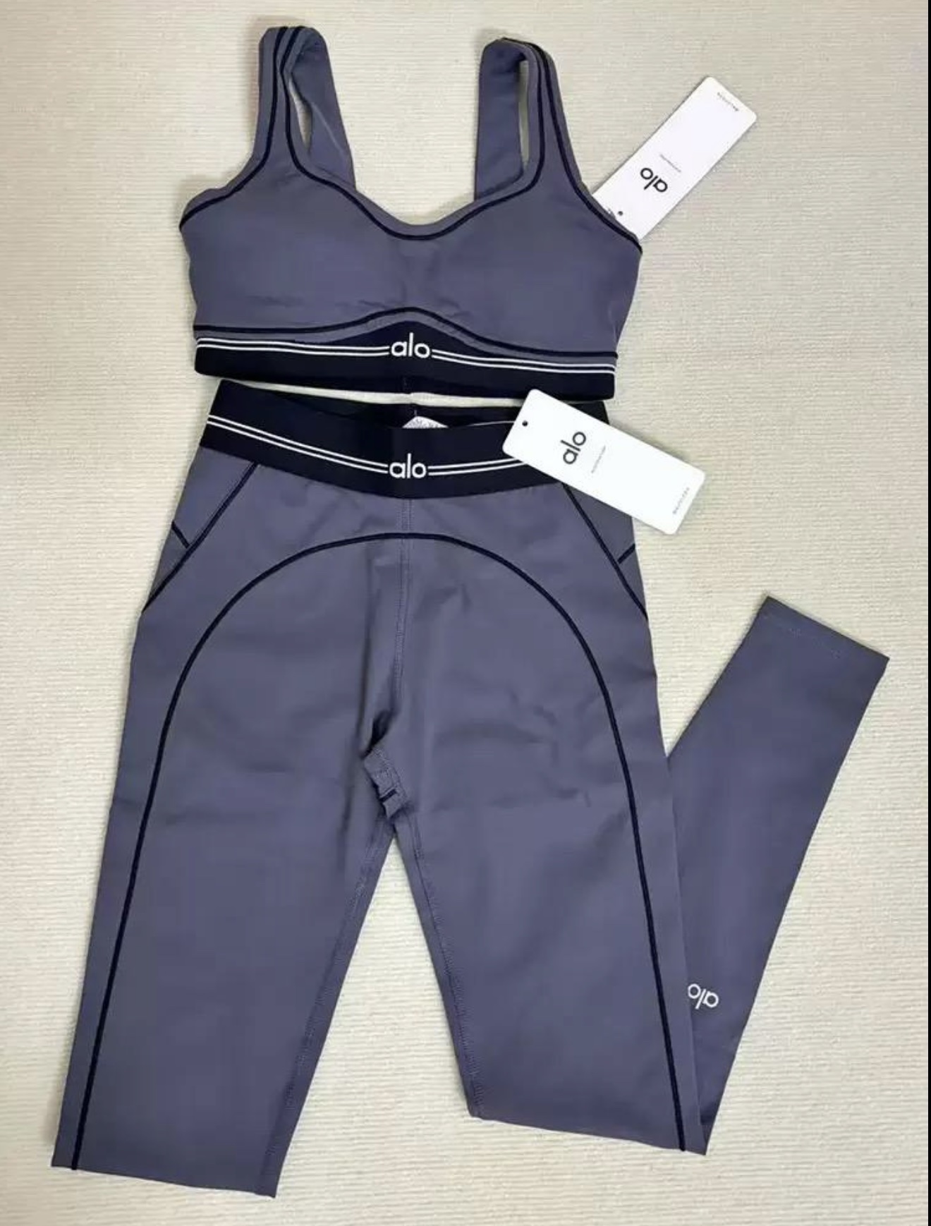 Grey & black leggings set