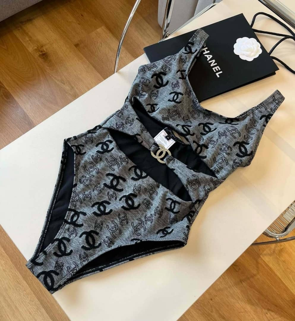 Grey & black swimsuit