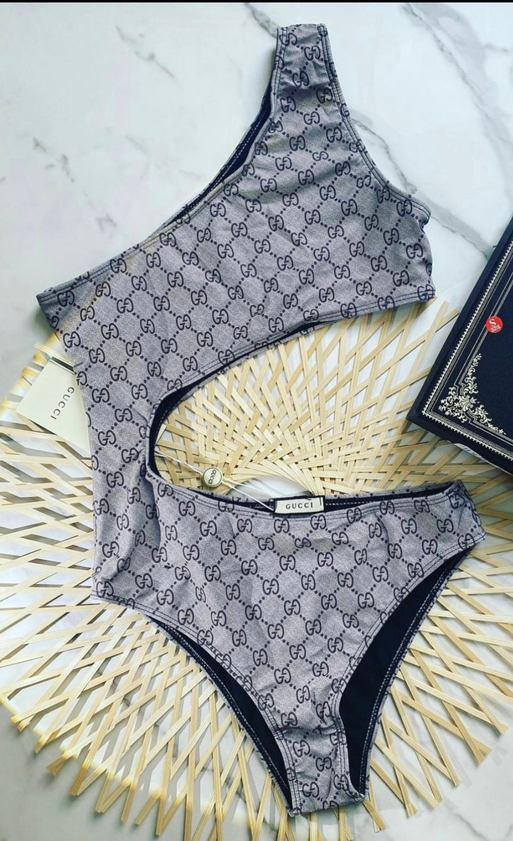 Grey cut out swimsuit