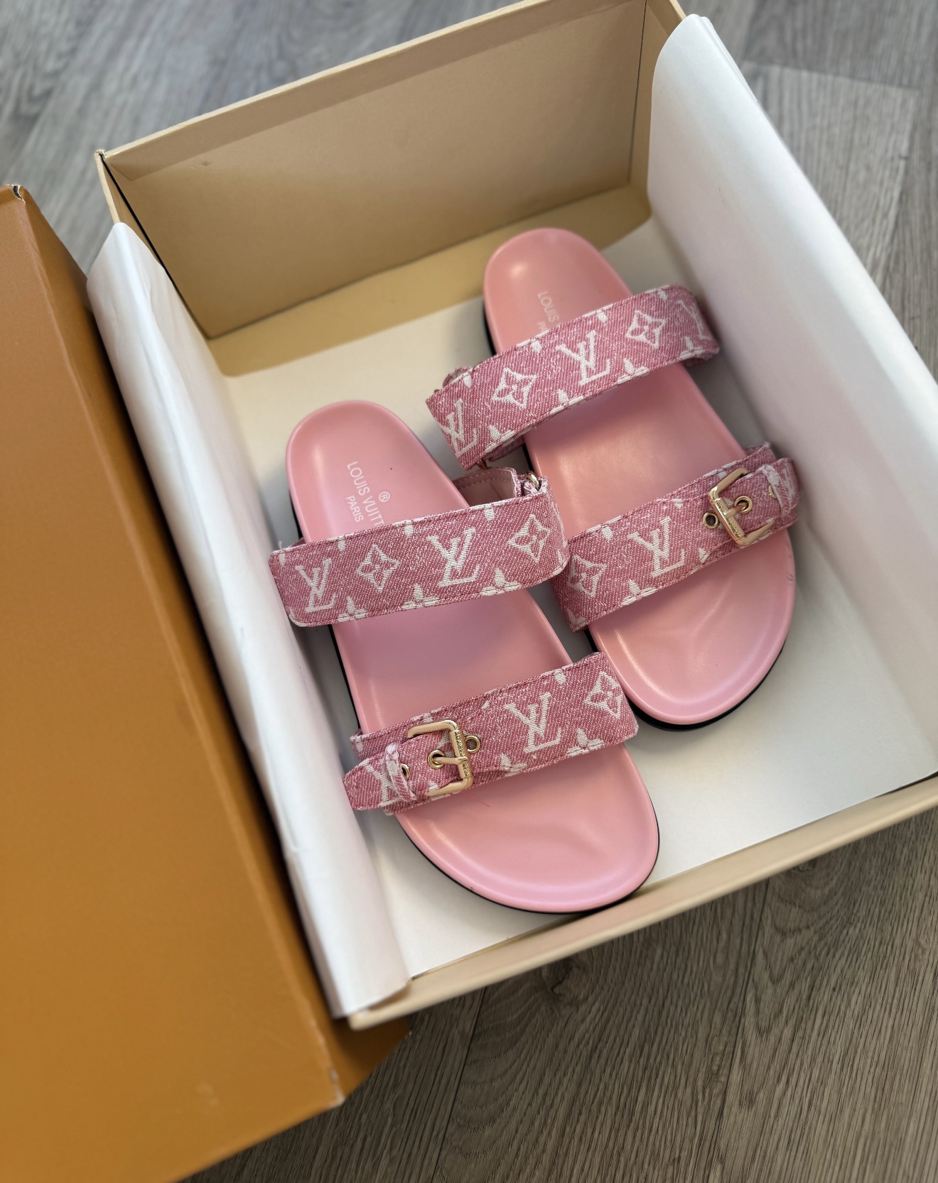 Pink sandals in stock