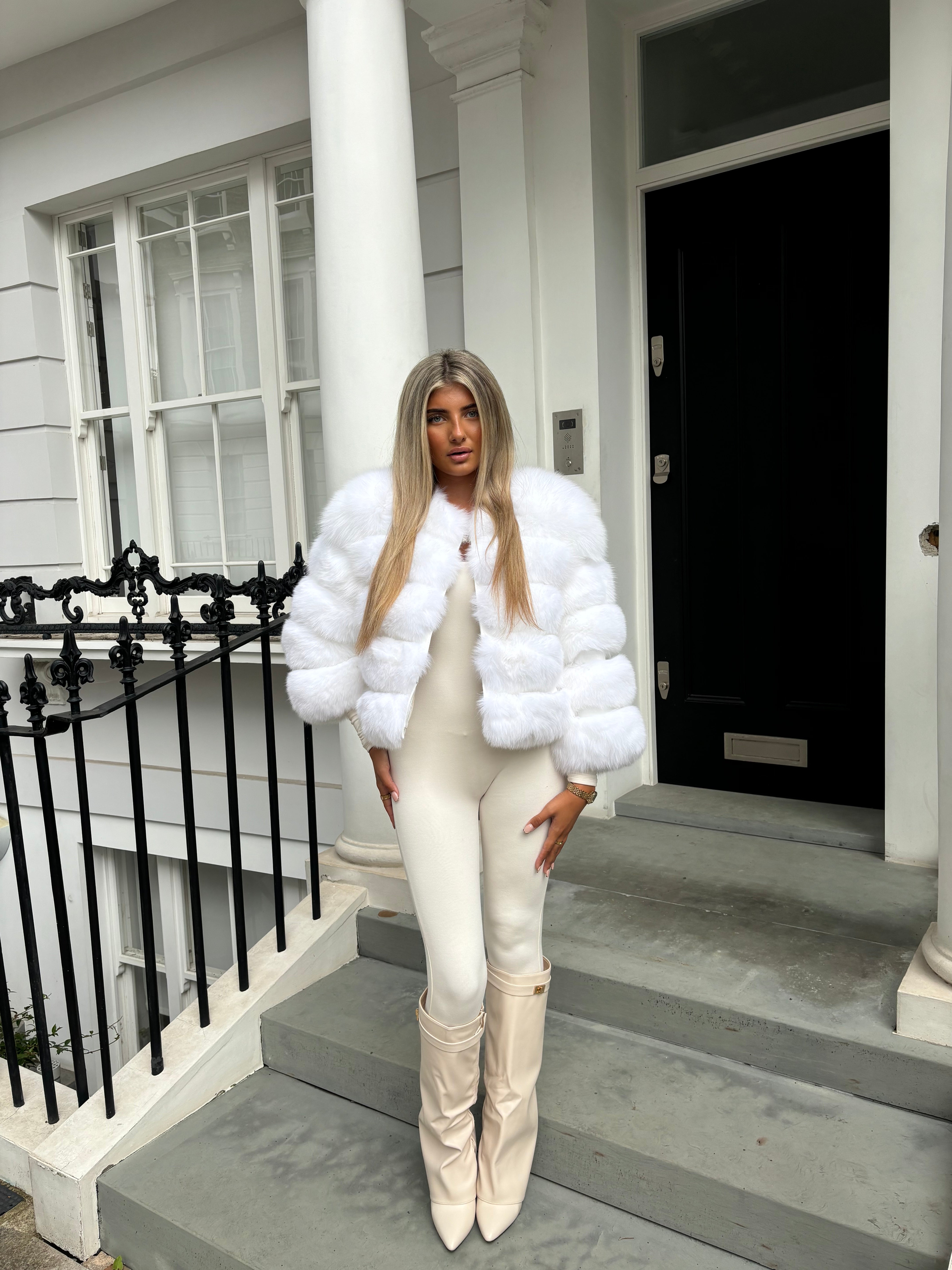 White fox fur coat