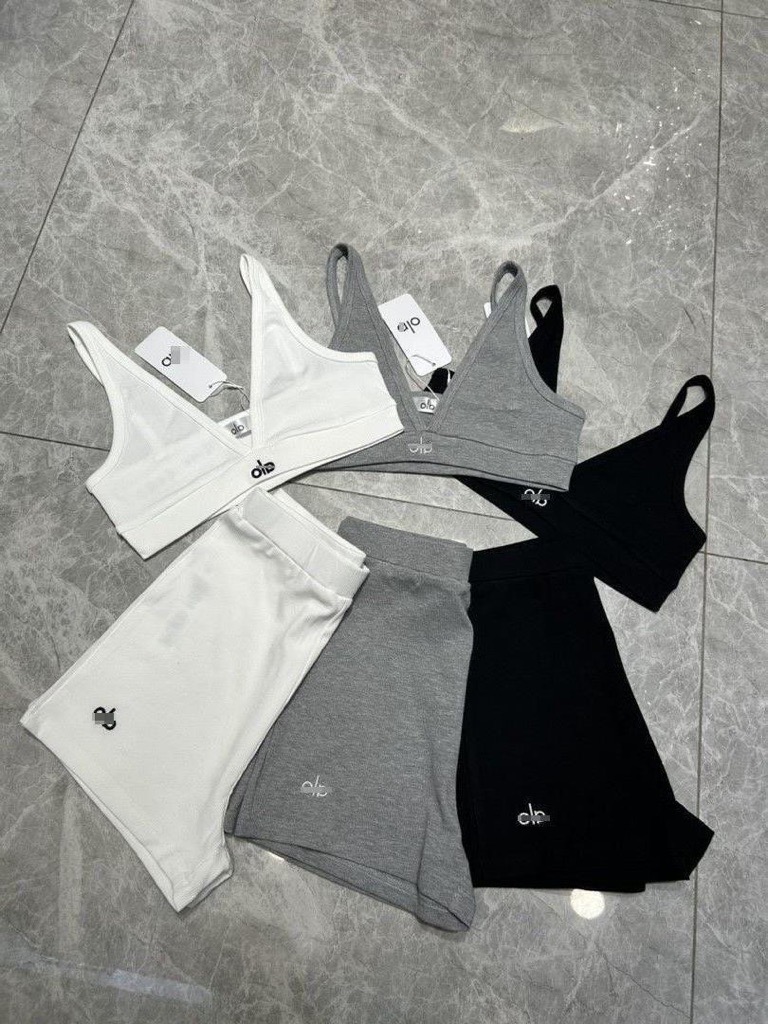 white, grey & black shorts set