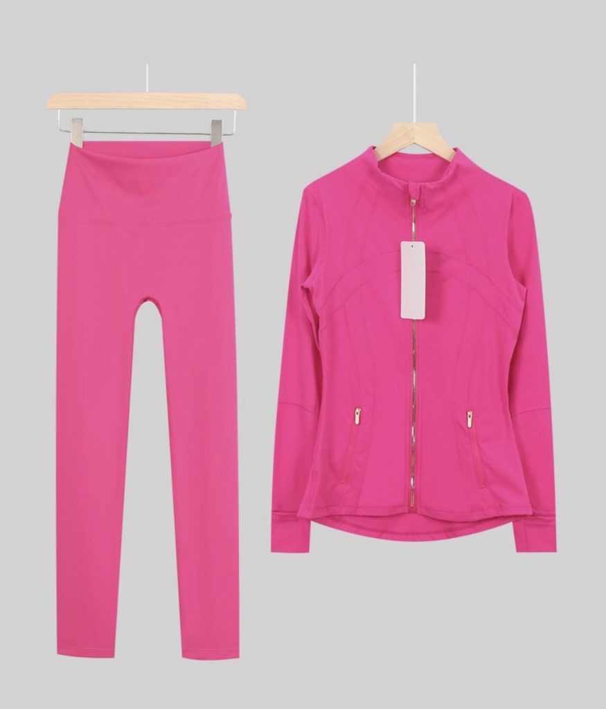 hot pink & gold zip up set