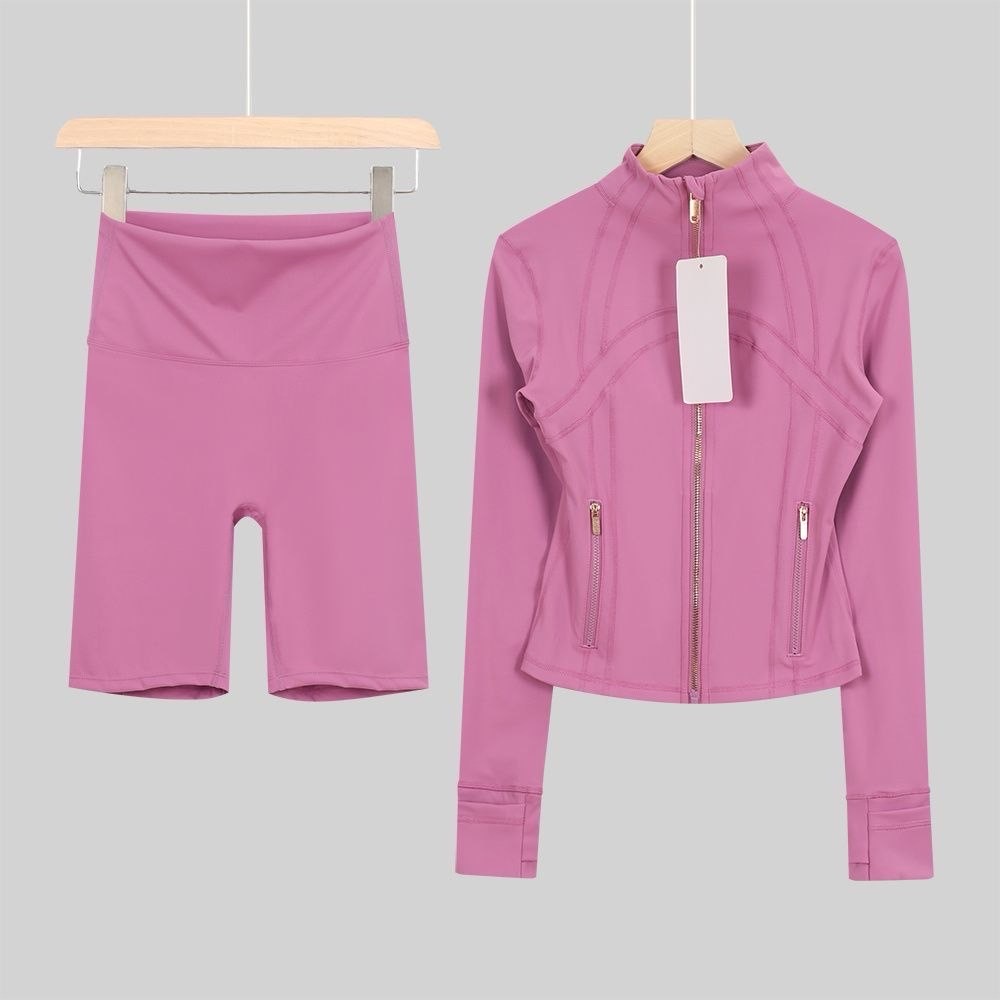 Dusty pink zip up & shorts set