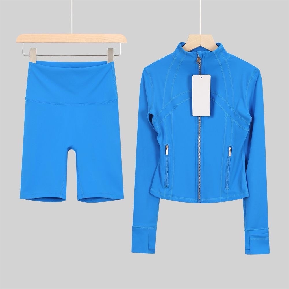 royal blue zip up & shorts set