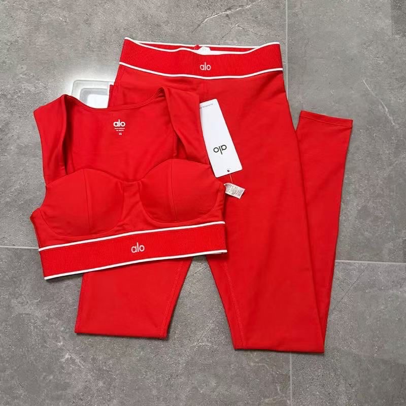 red & white leggings set