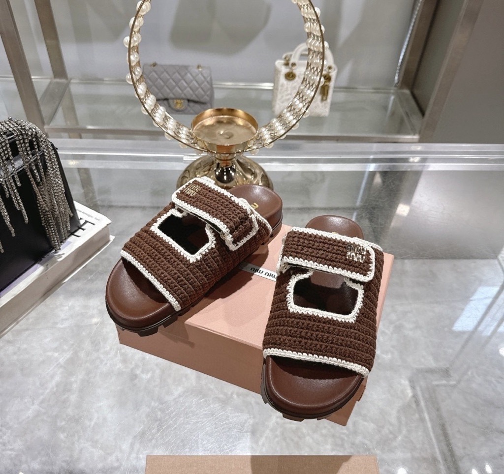 brown & white sandals