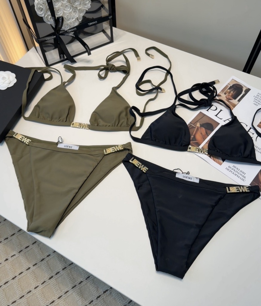 black & khaki bikini