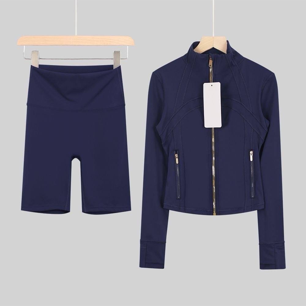 navy zip  up & shorts set
