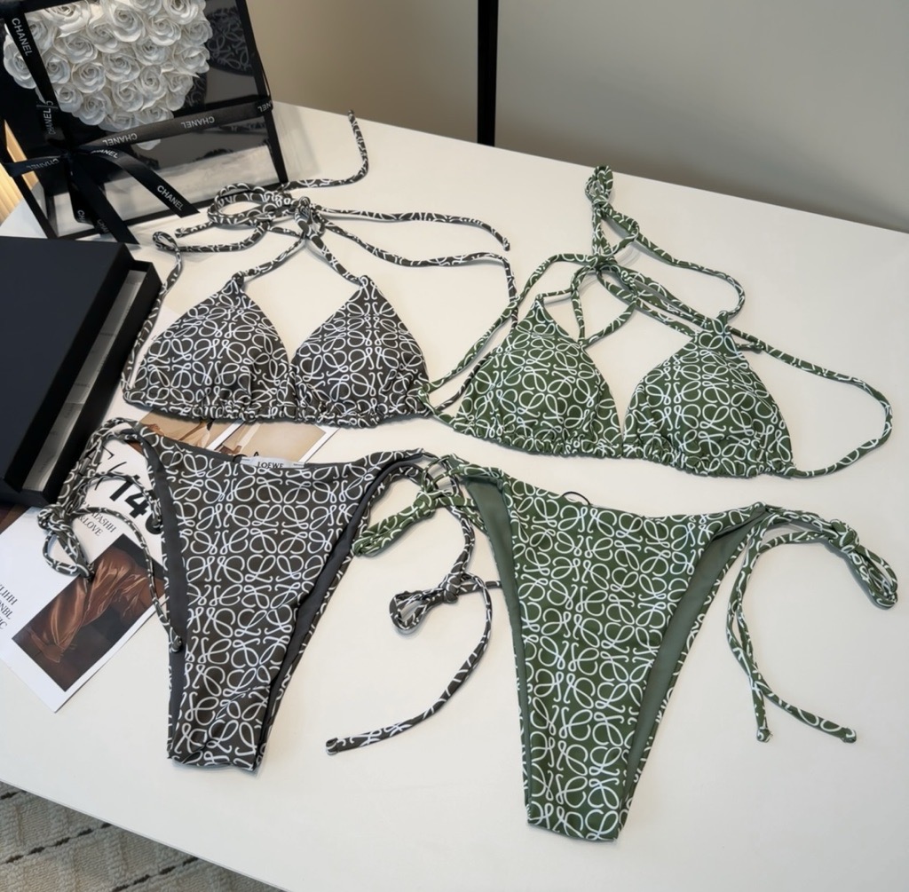 brown & green bikini