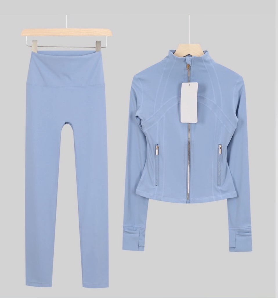baby blue & gold zip up set