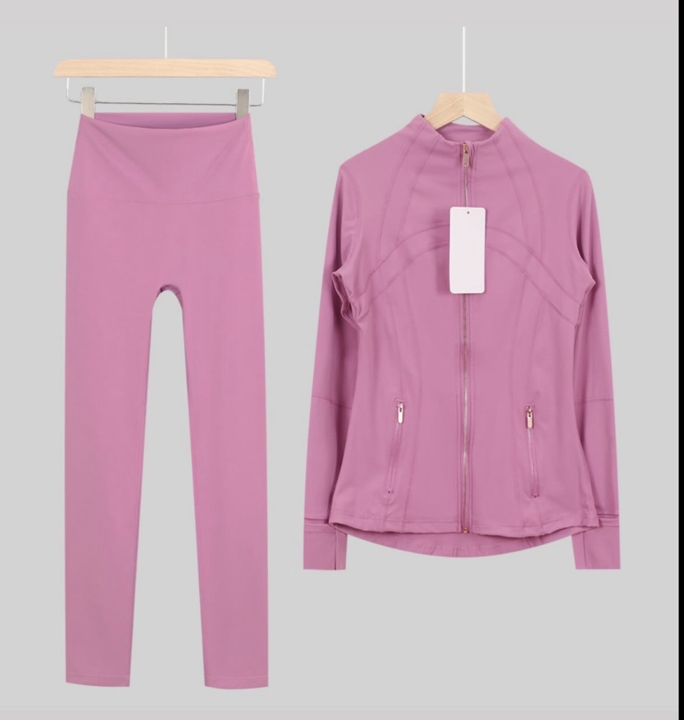 light pink & gold zip up set