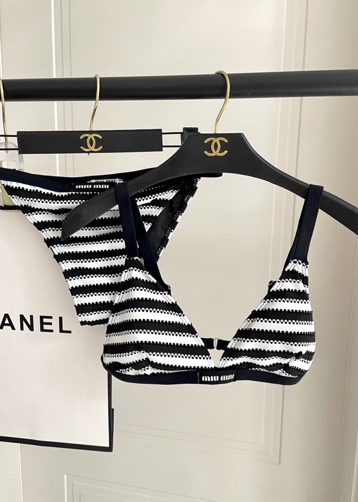 black & white strap bikini
