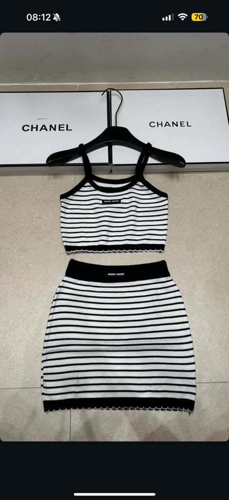 white & black knitted co-ord