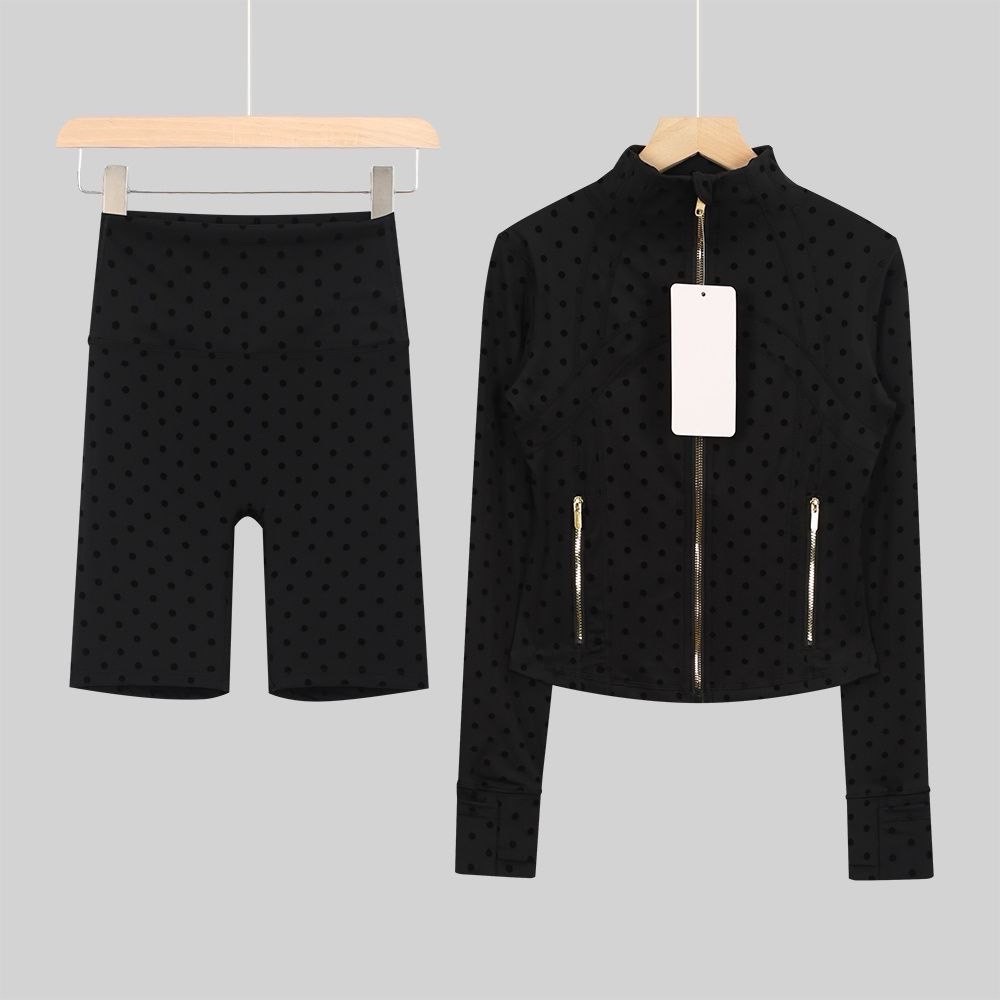 black zip up & shorts set