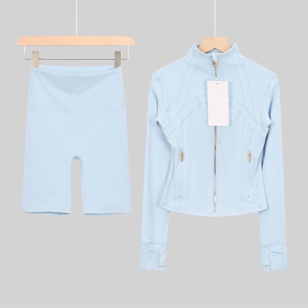 baby blue zip up & shorts set