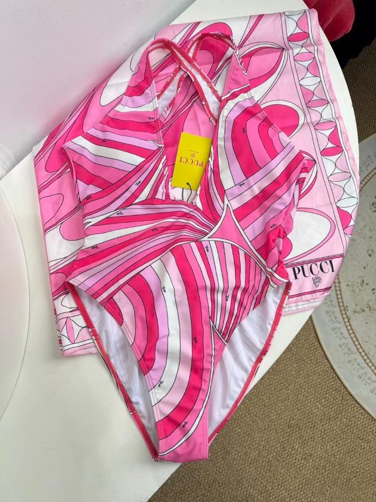 pink & white swimsuit & wrap