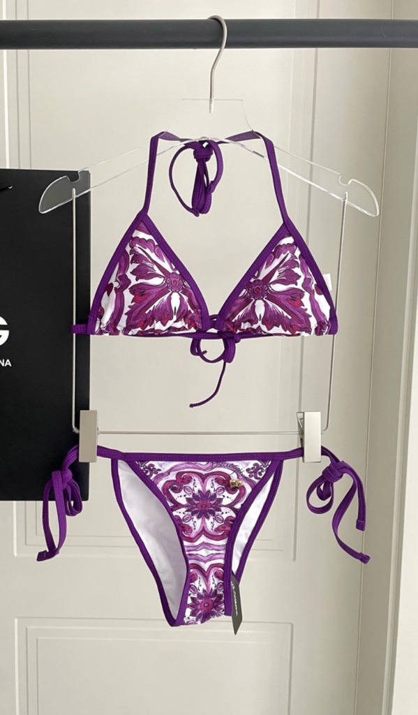 purple & white bikini