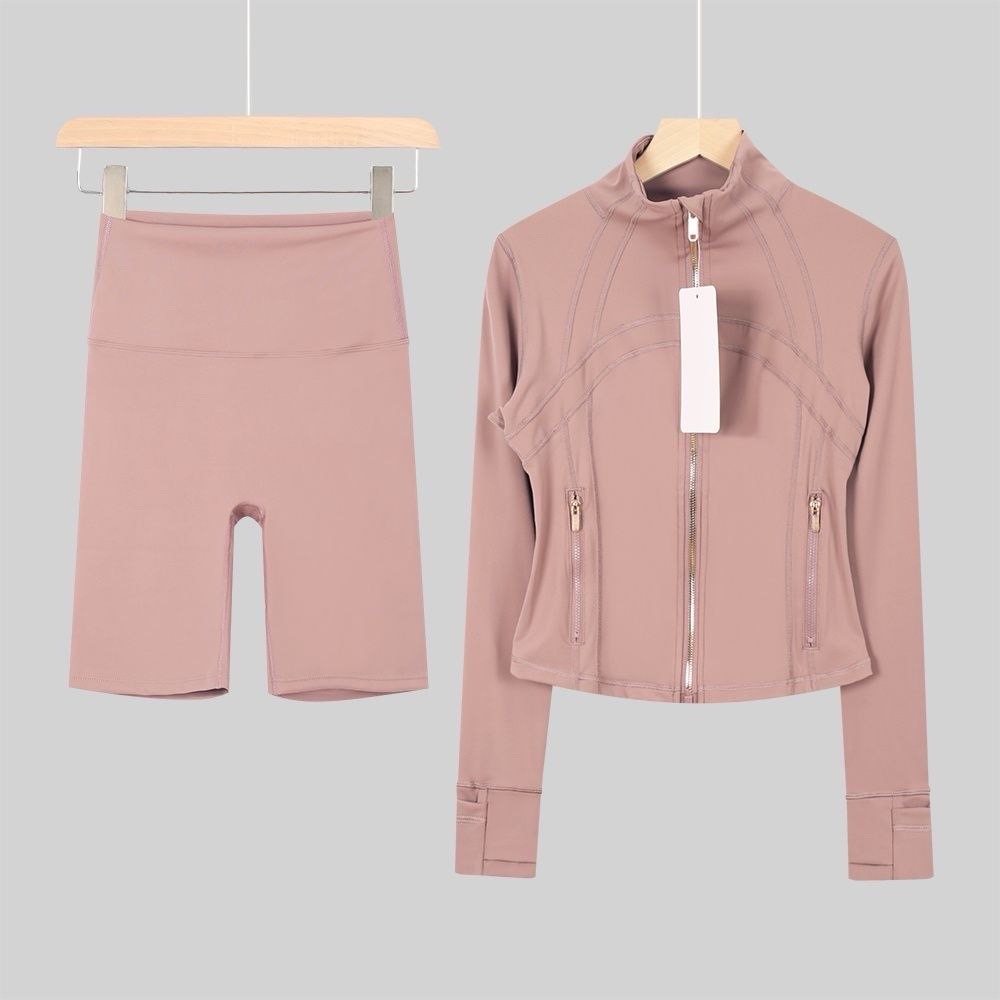 Dusty  pink zip up & shorts set