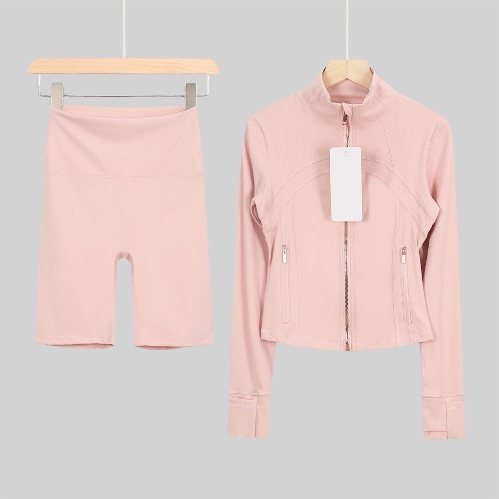 rose gold zip up & shorts set