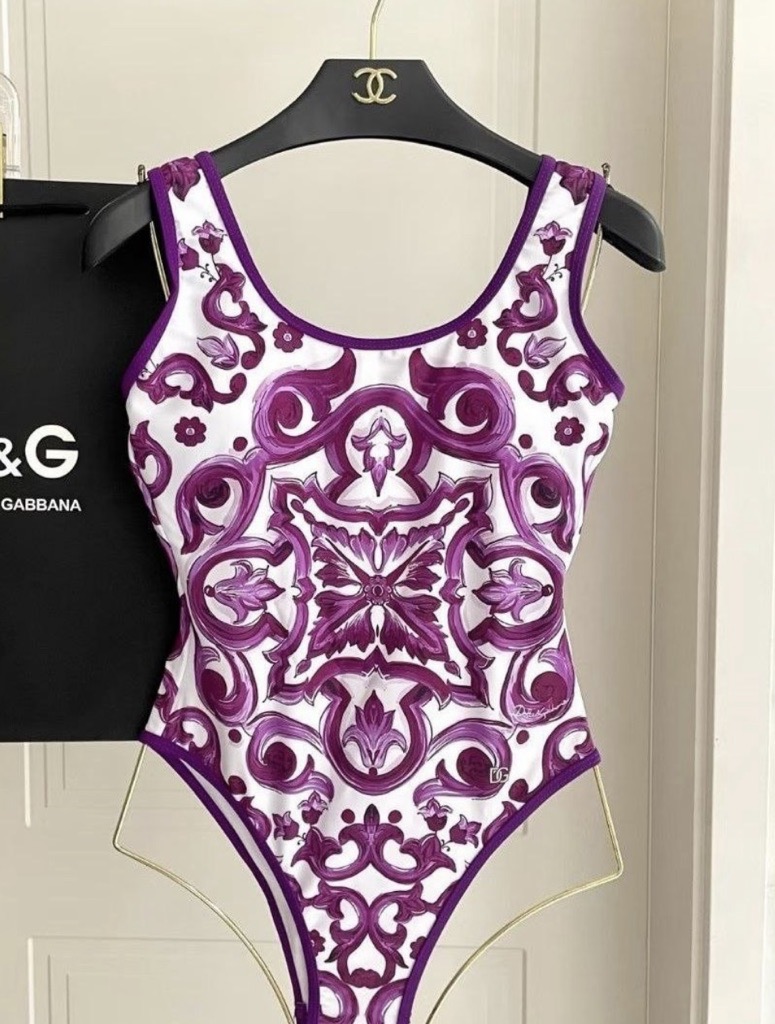 purple & white swimsuit