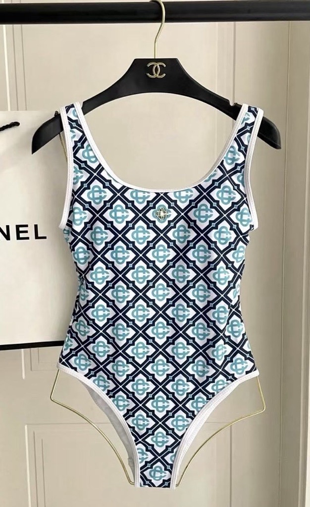 blue, white & black swimsuit