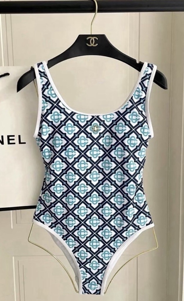 white & blue swimsuit in stock