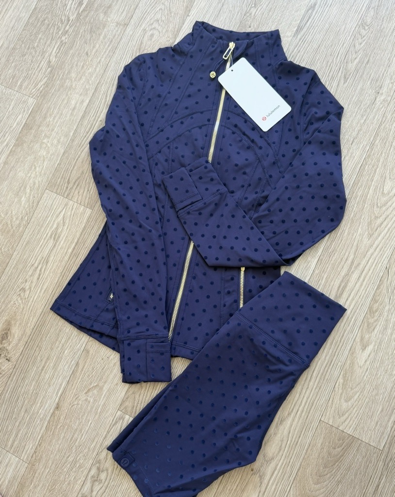 navy & gold polka set in stock