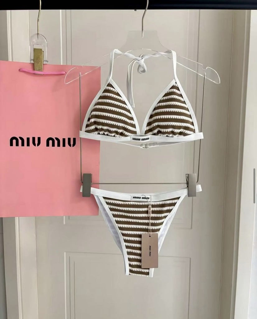 brown & white bikini