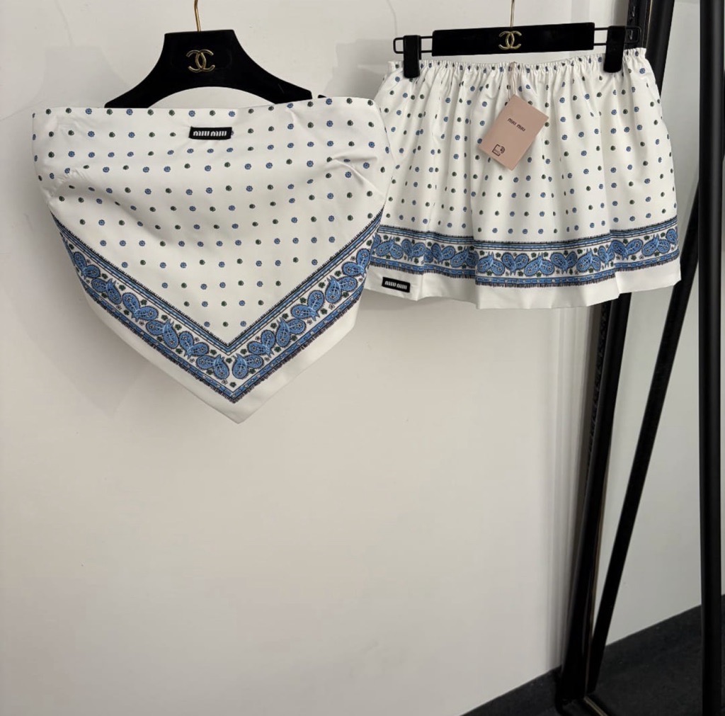 white & blue co-ord