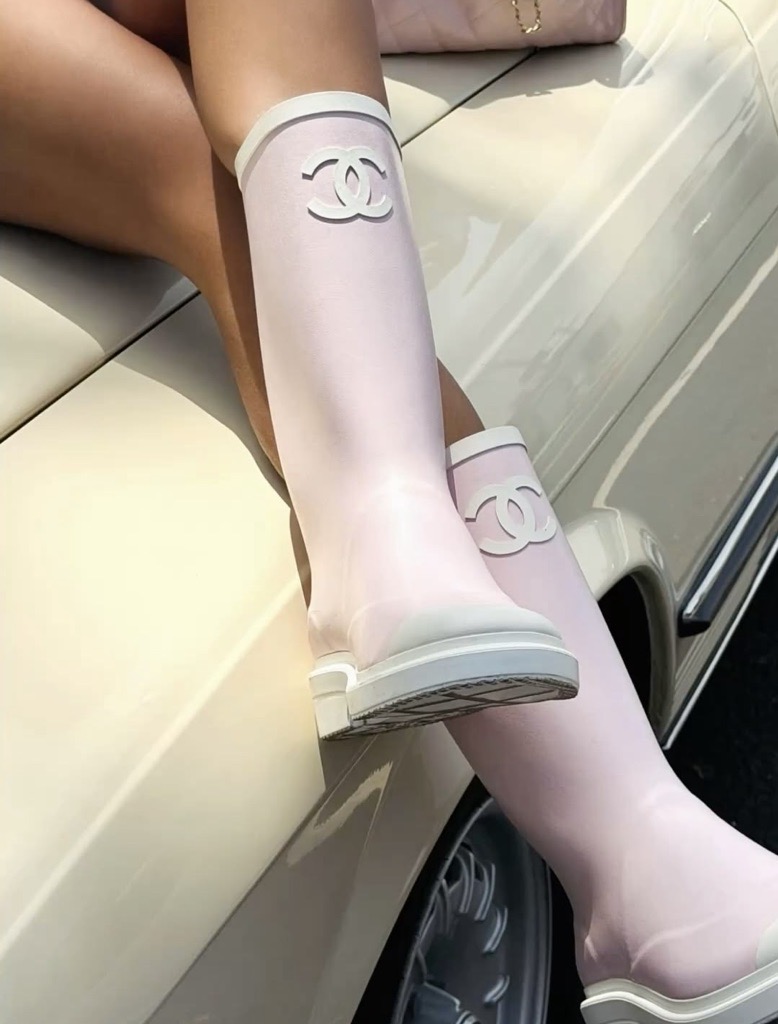 pink & white wellies