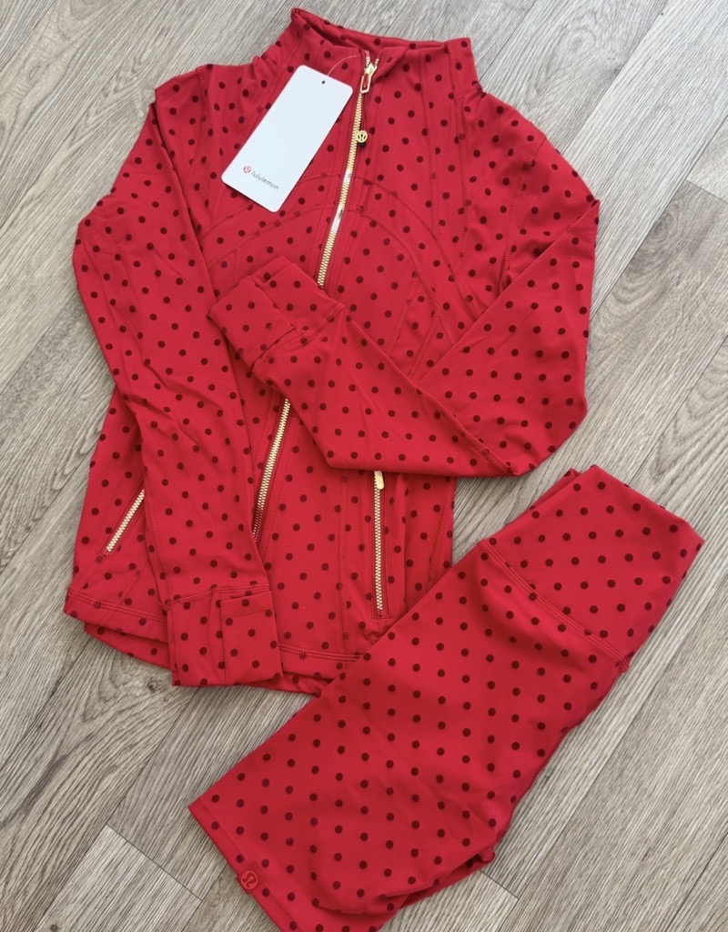 red & gold polka set in stock