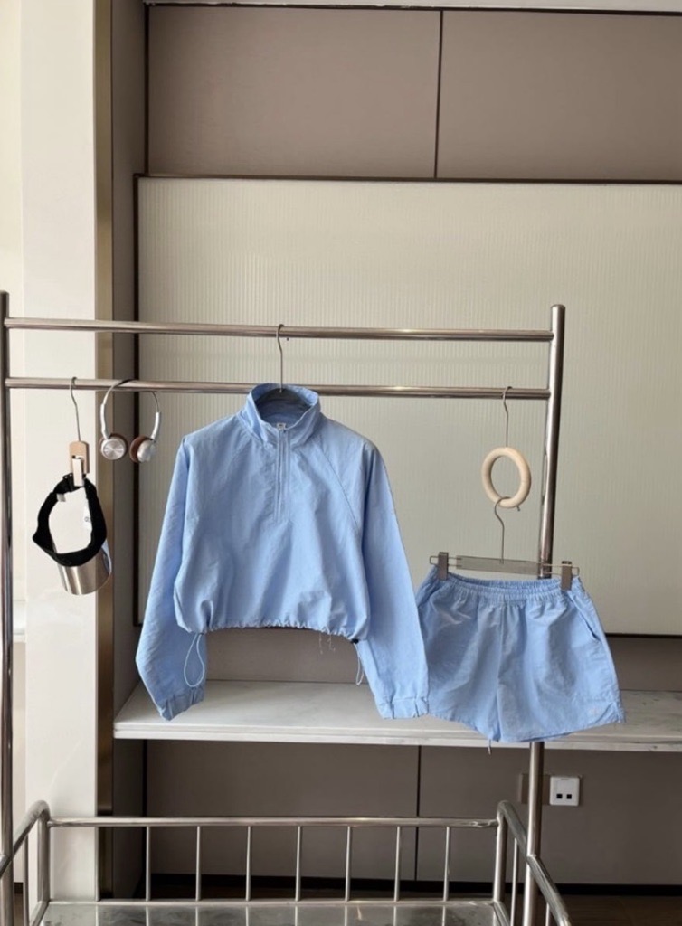 baby blue quarter zip set in stock