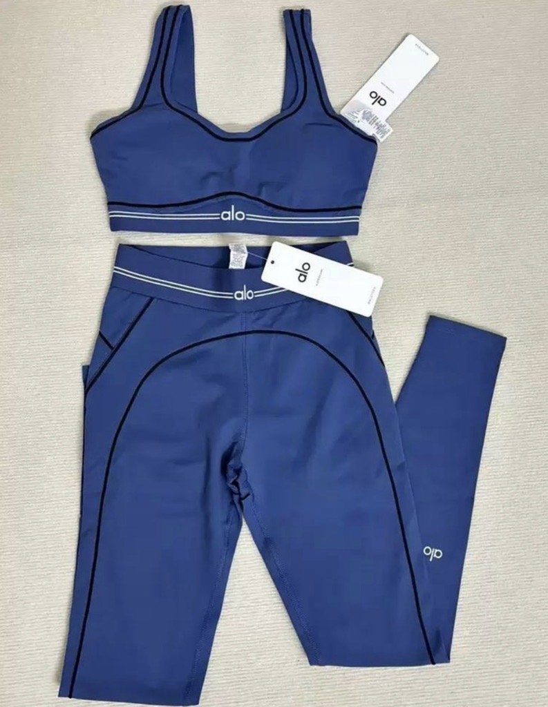 navy blue & white leggings set in stock