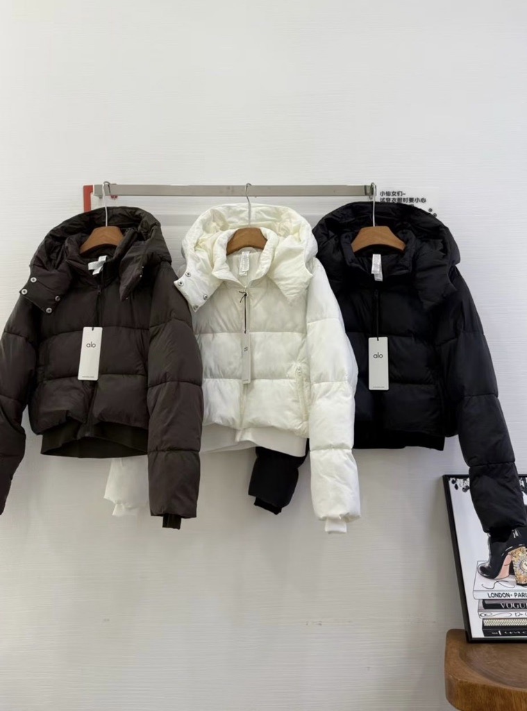 white, black & brown puffer coats