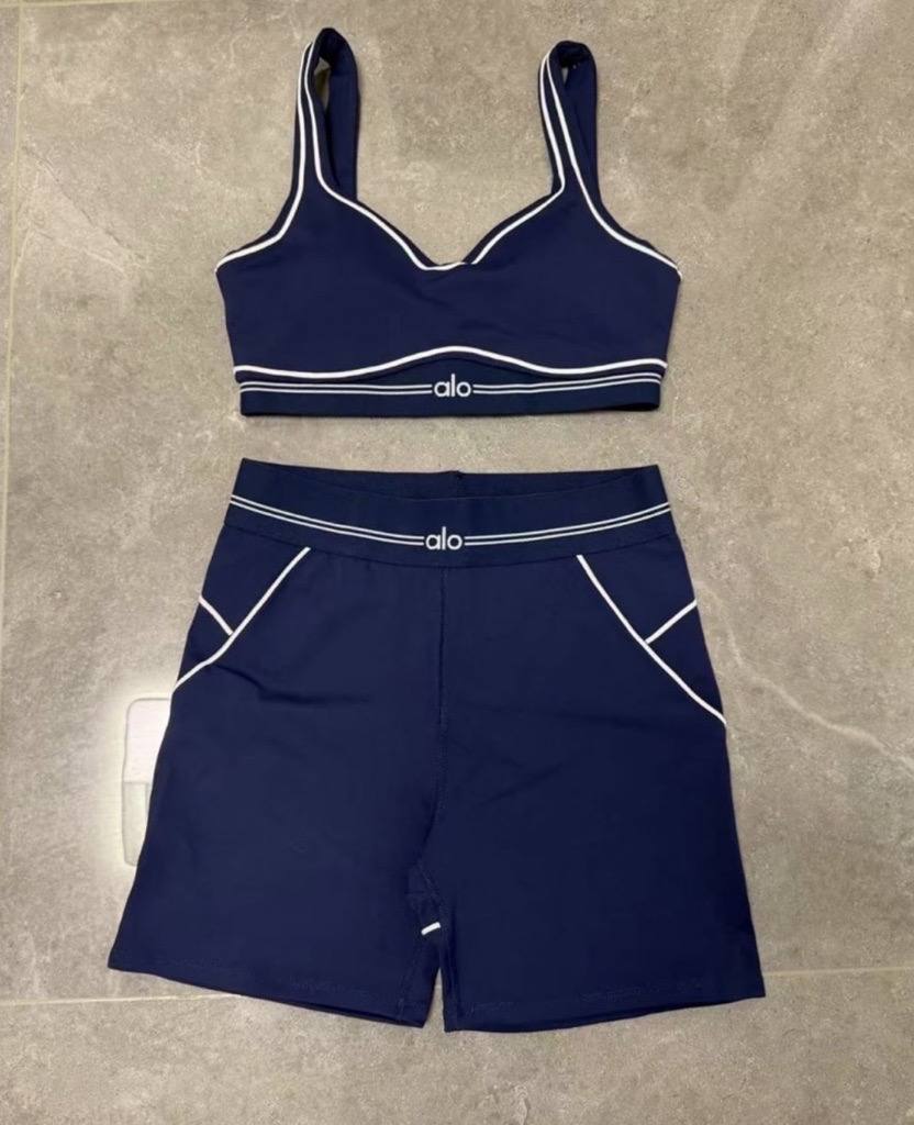 navy & white shorts set in stock