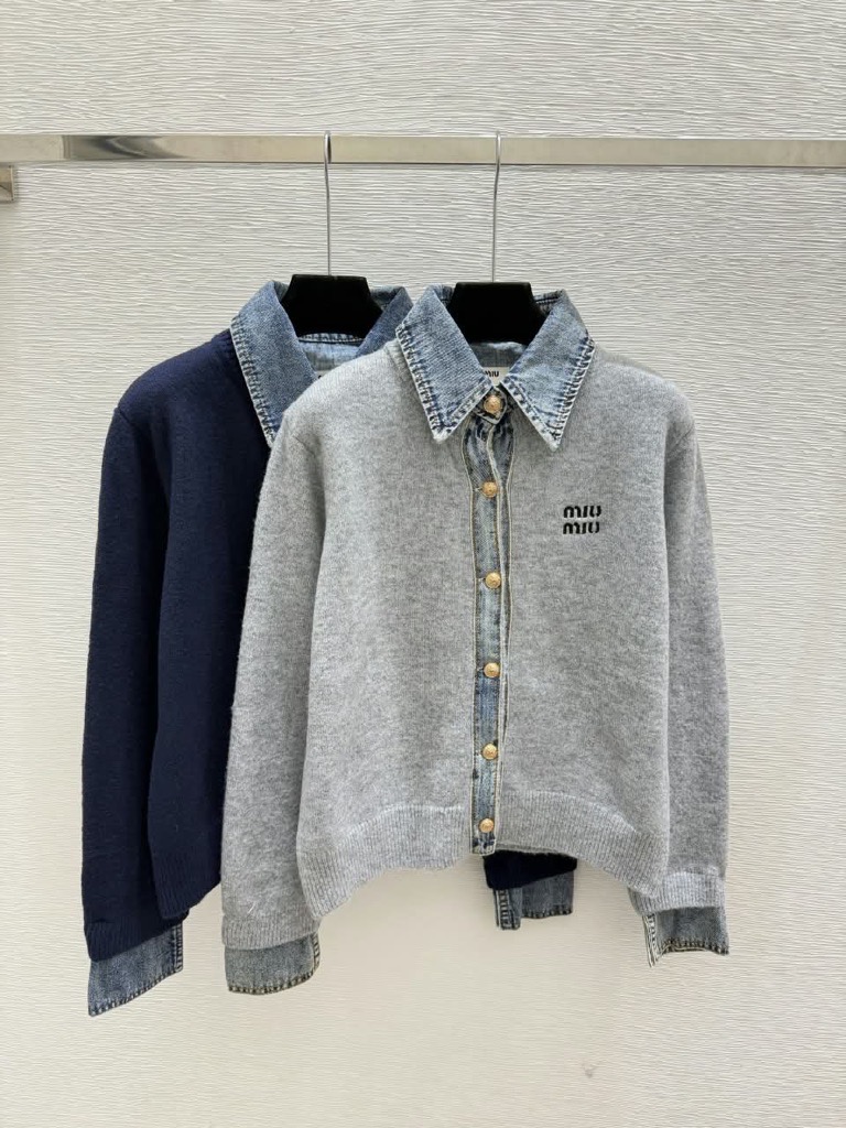 grey & navy cardigan/shirt